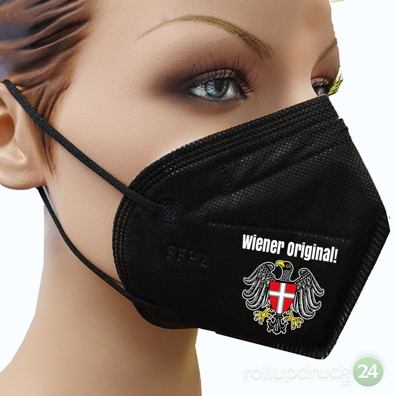 Wiener Original FFp2 Maske bedruckt schwarz